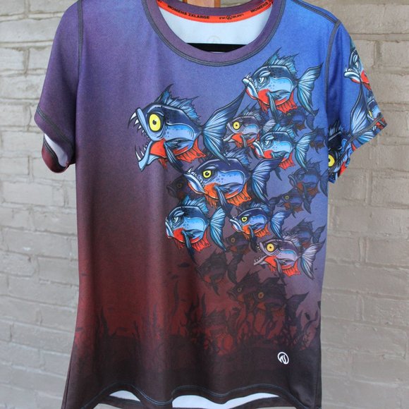 INKnBURN 2XL (12-14) PIRANHA TECH SHIRT SS Running Top NWOT! - Picture 4 of 14